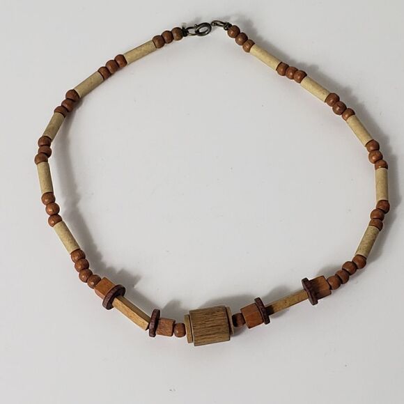 VINTAGE ARTISAN Wooden Bead Minimalist Necklace - Picture 6 of 7